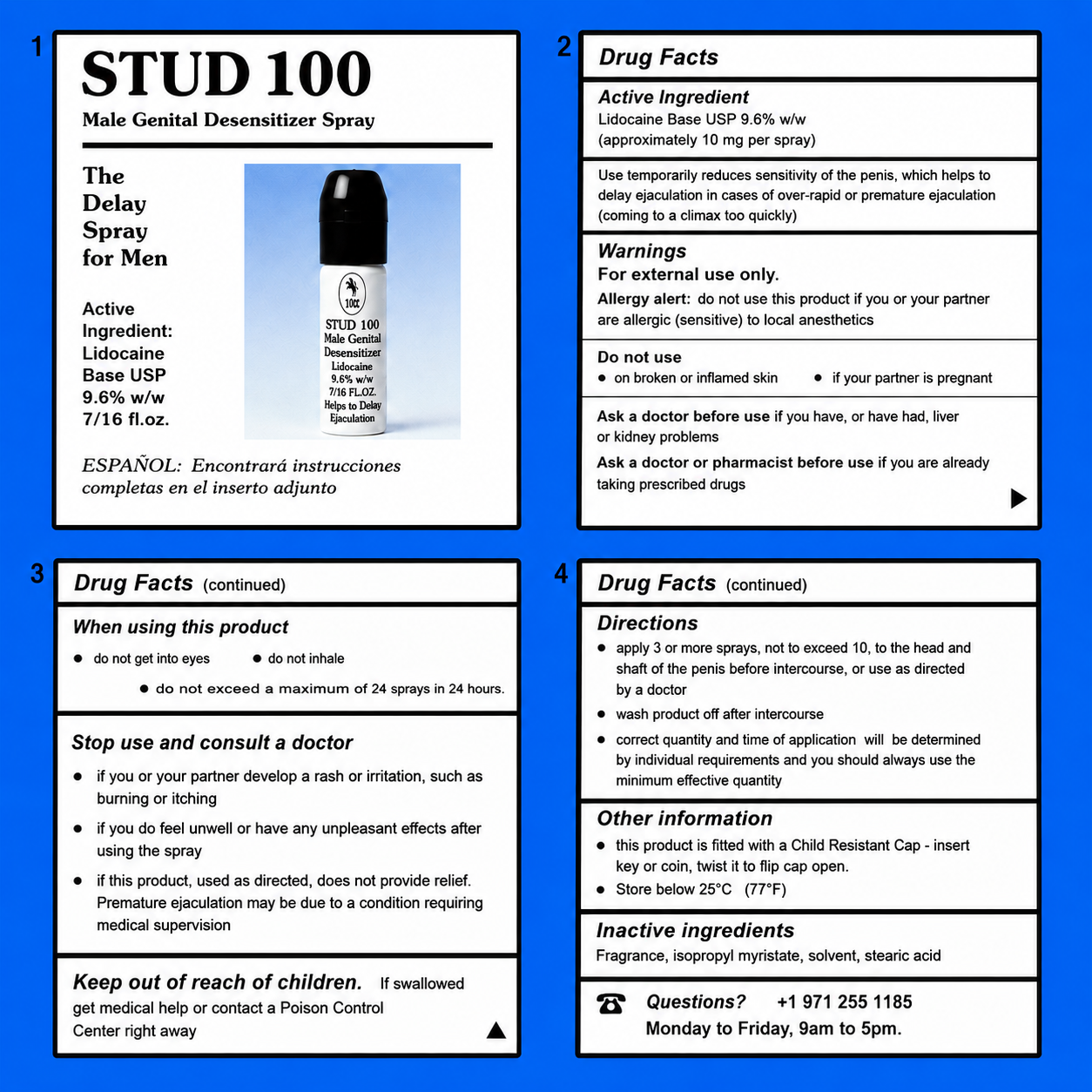 5 Bottles - Stud 100 Desensitizing Spray for Men – 12g