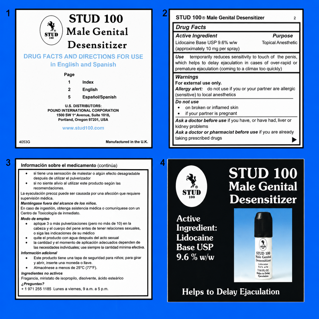 5 Bottles - Stud 100 Desensitizing Spray for Men – 12g